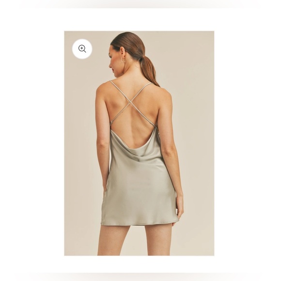 Reset By Jane Kira Cowl Neck Sleeveless Satin Slip Dress Open Back Small Wedding - Picture 2 of 14